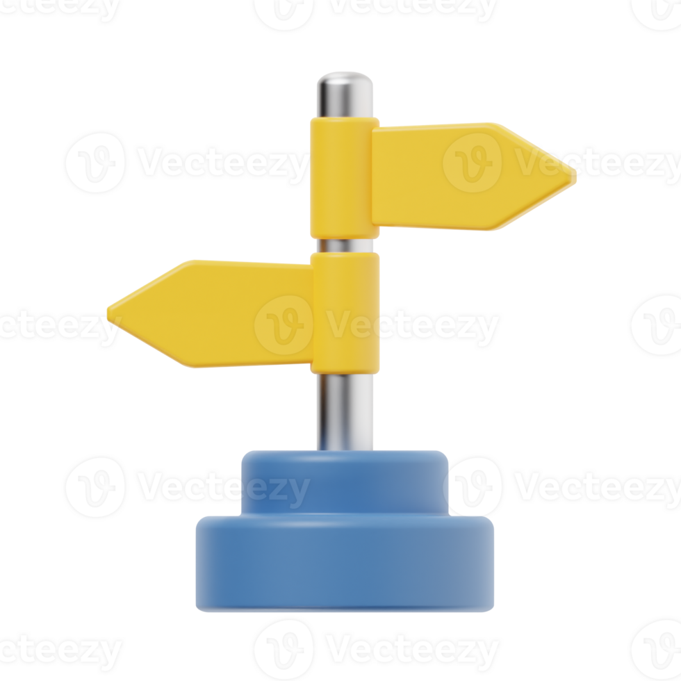 3d richting bord icoon illustratie, transparant achtergrond, navigatie en kaart 3d reeks png