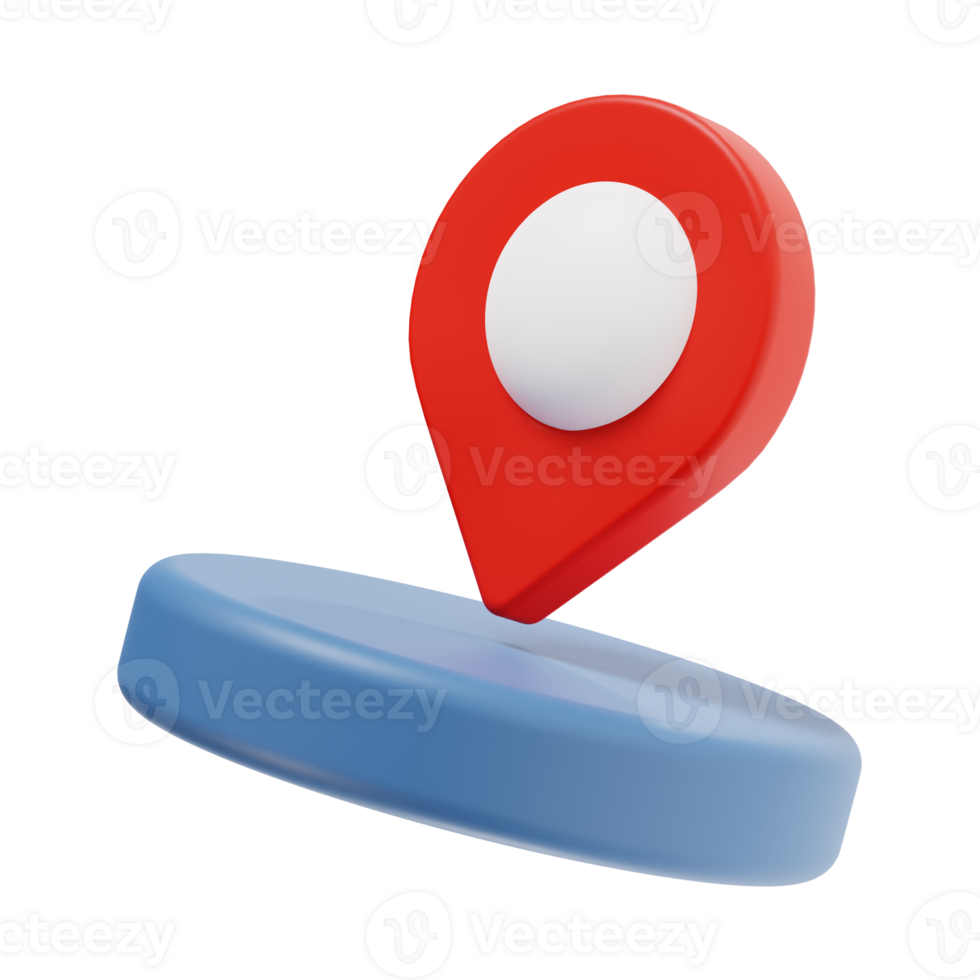 3d location pin icon illustration, transparent background, navigation and map 3d set png