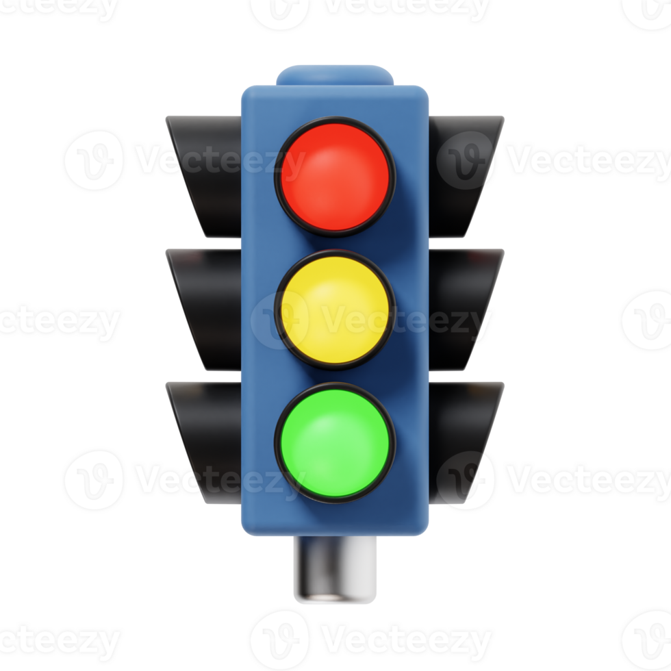 3d traffic light icon illustration, transparent background, navigation and map 3d set png