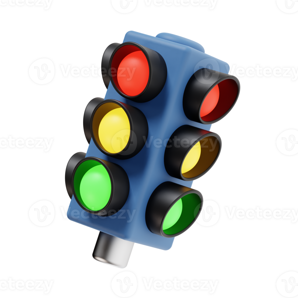 3d traffic light icon illustration, transparent background, navigation and map 3d set png