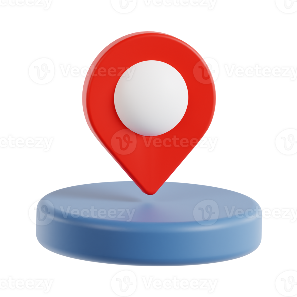 3d location pin icon illustration, transparent background, navigation and map 3d set png