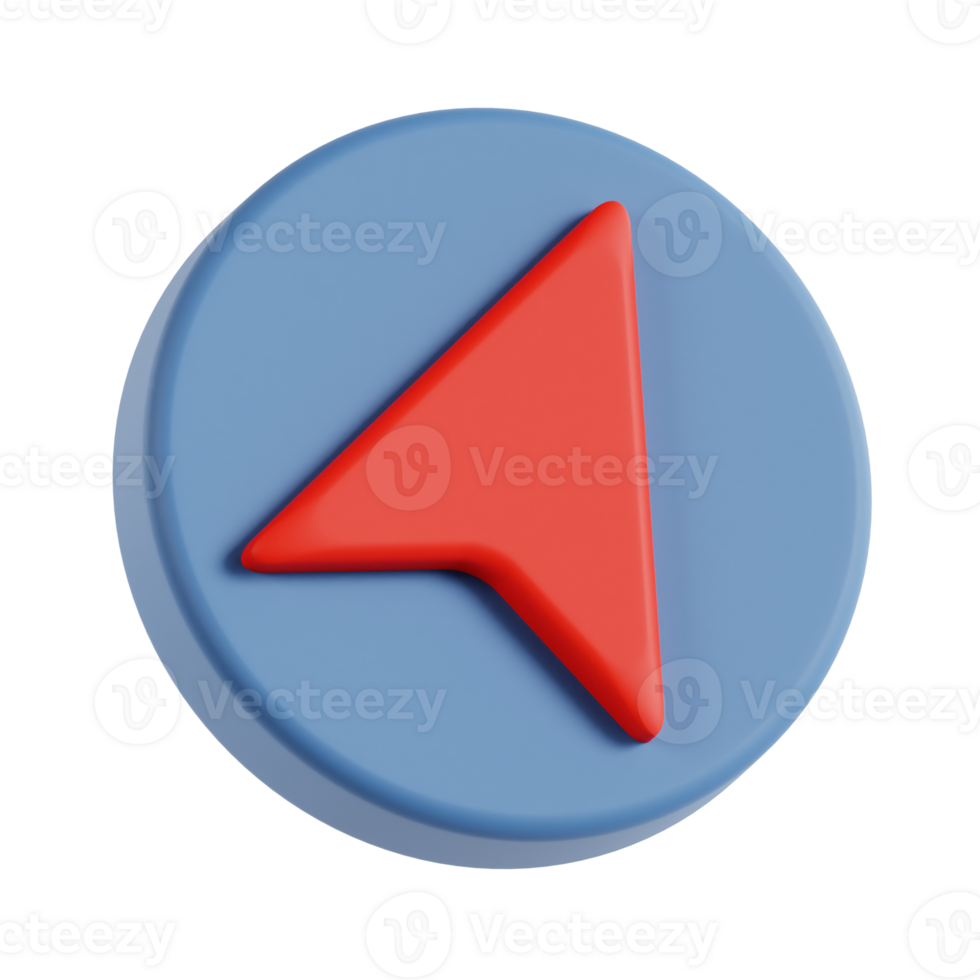 3d navigation arrow icon illustration, transparent background, navigation and map 3d set png