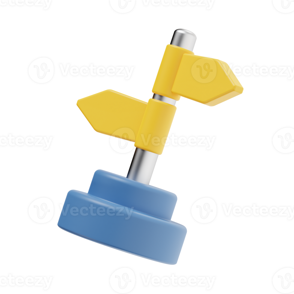 3d direction board icon illustration, transparent background, navigation and map 3d set png