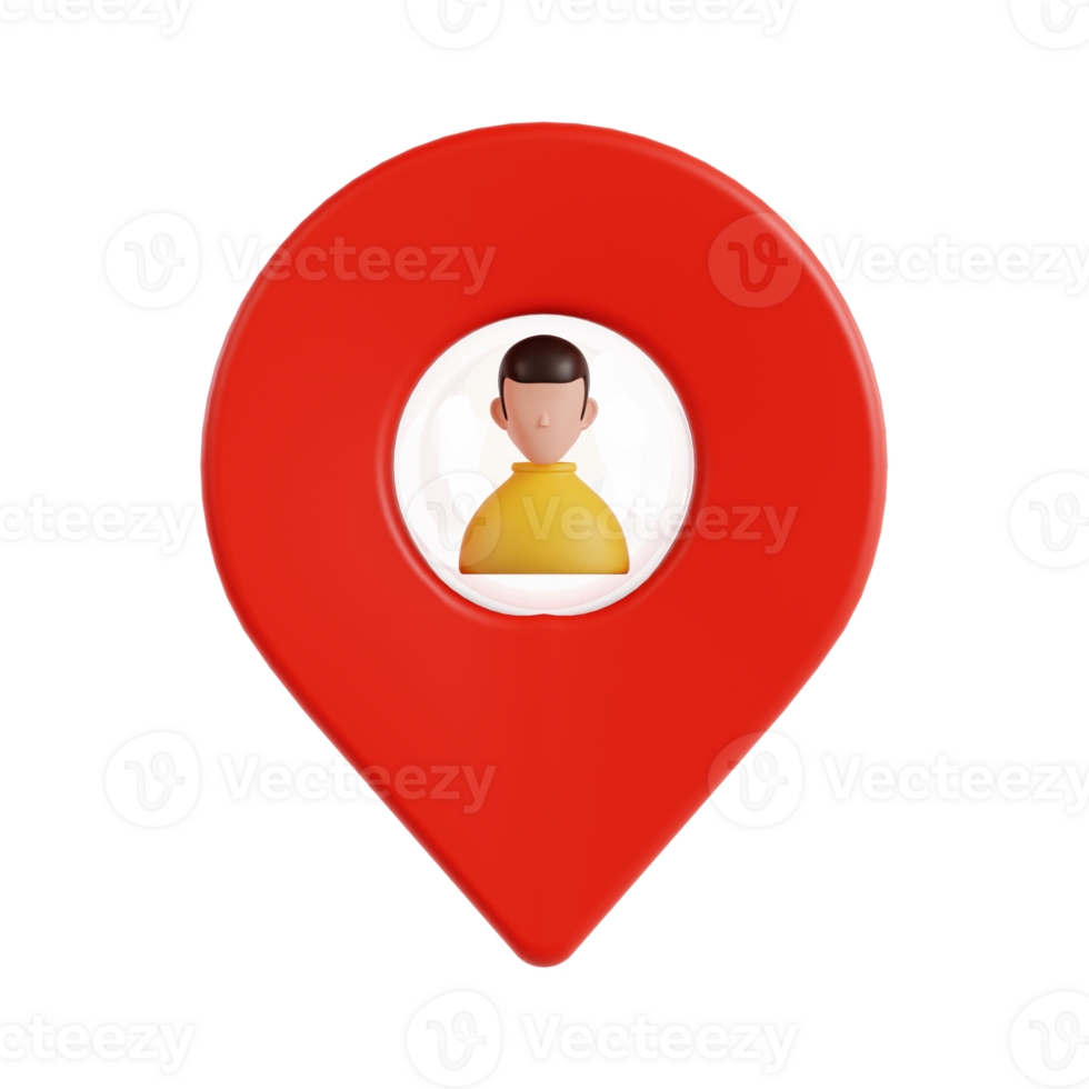 3d user location icon illustration, transparent background, navigation and map 3d set png
