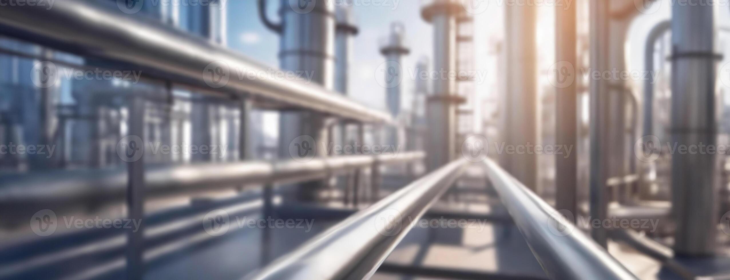 AI Generated Industrial Majesty. A Serene Glimpse into the Heart of Energy Production. Pipelines stretch towards towering distillation columns, a testament to the complex beauty of industrial photo