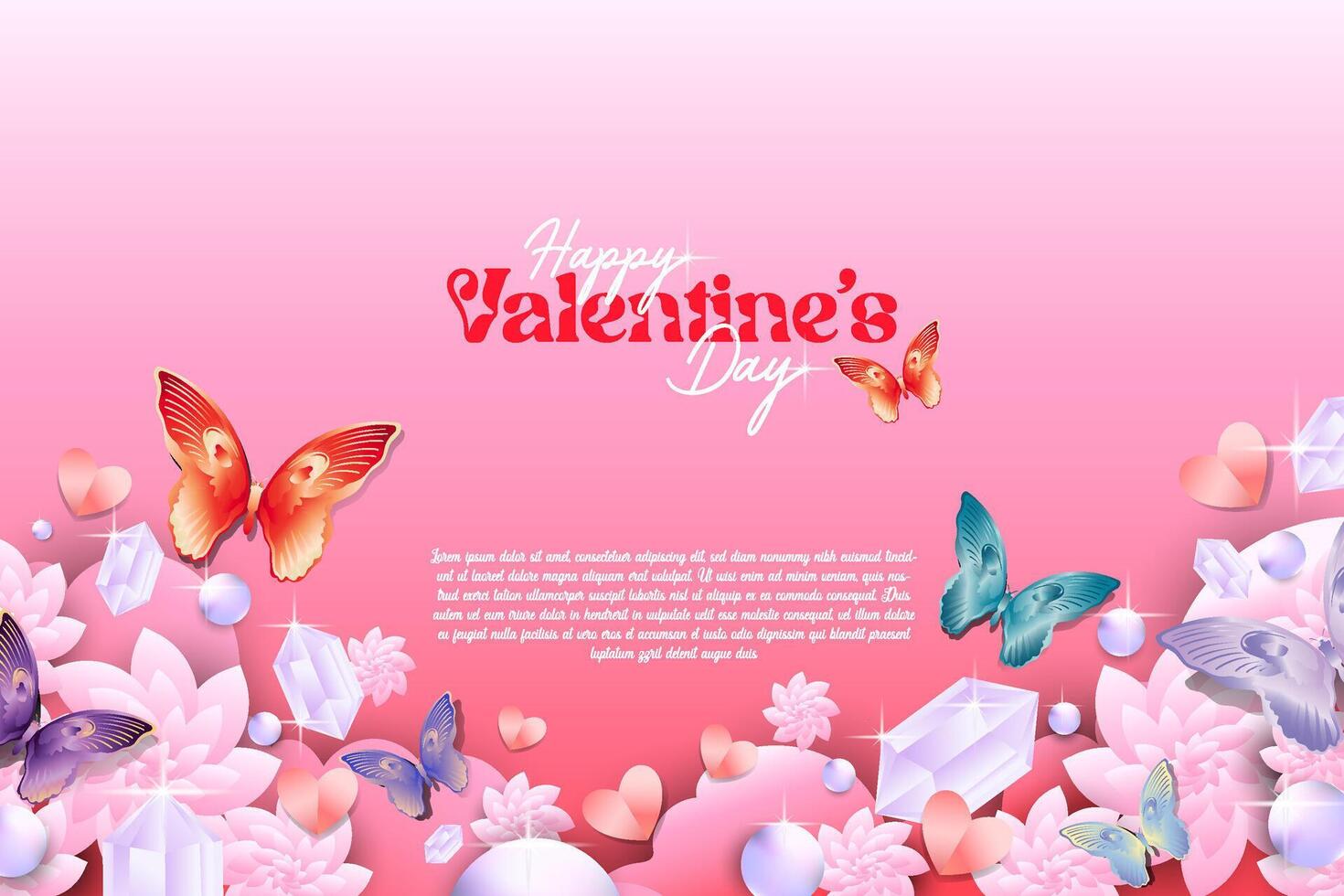 Elegant realistic valentine card, banner and poster background abstract with love icon and flower layout vector