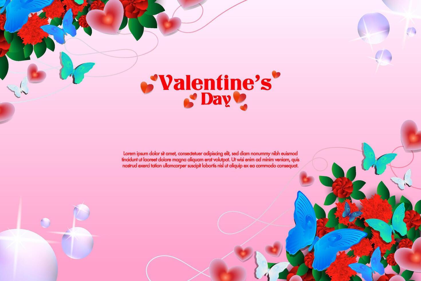 Elegant realistic valentine card, banner and poster background abstract with love icon and flower layout vector