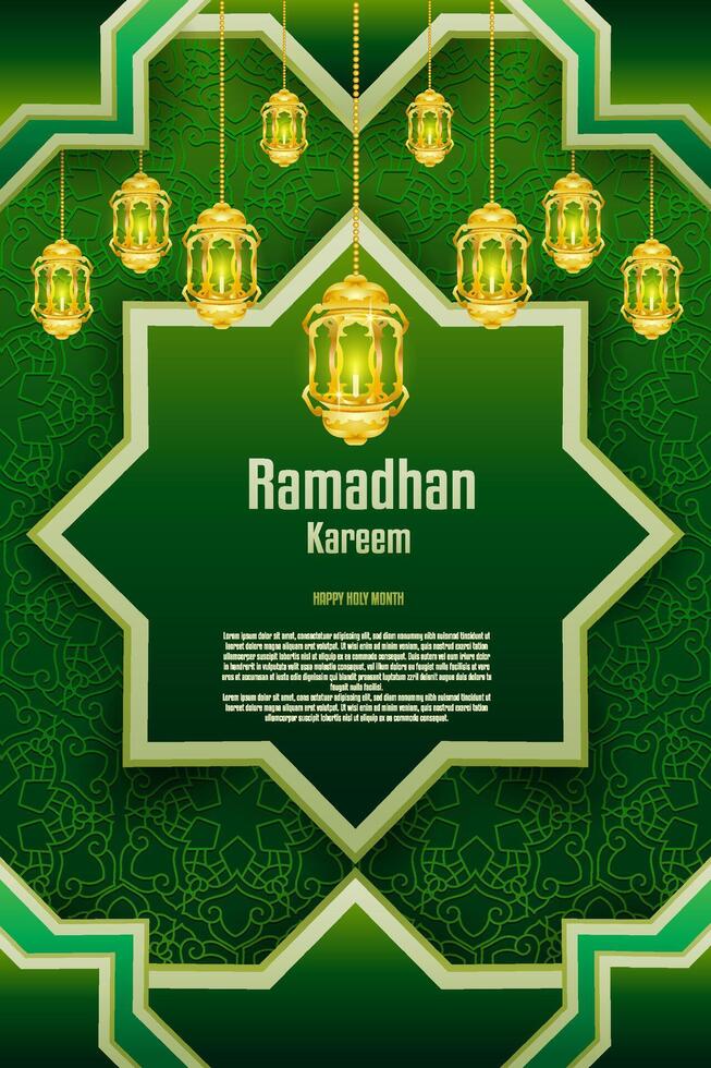 elegante glamour antecedentes y póster Ramadán kareem con degradado estilo y realista icono vector