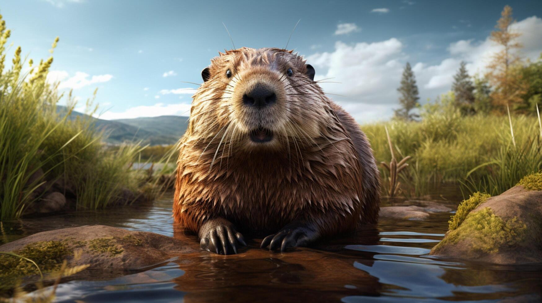 AI generated beaver high quality image photo