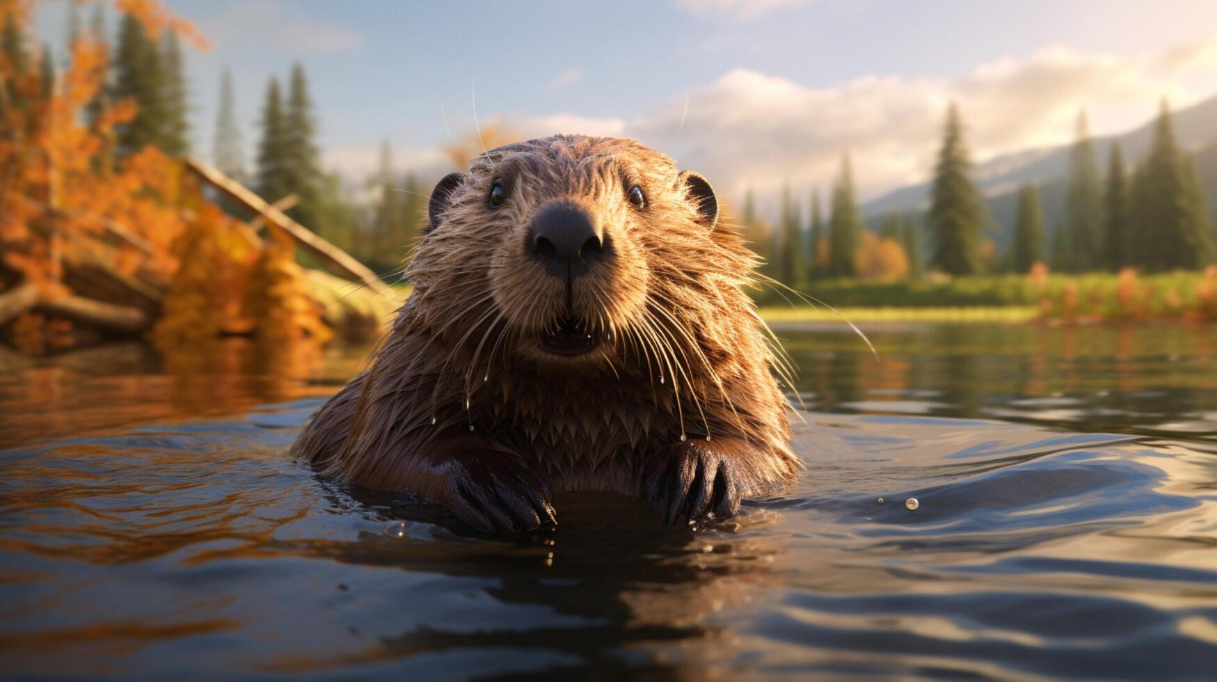 AI generated beaver high quality image photo