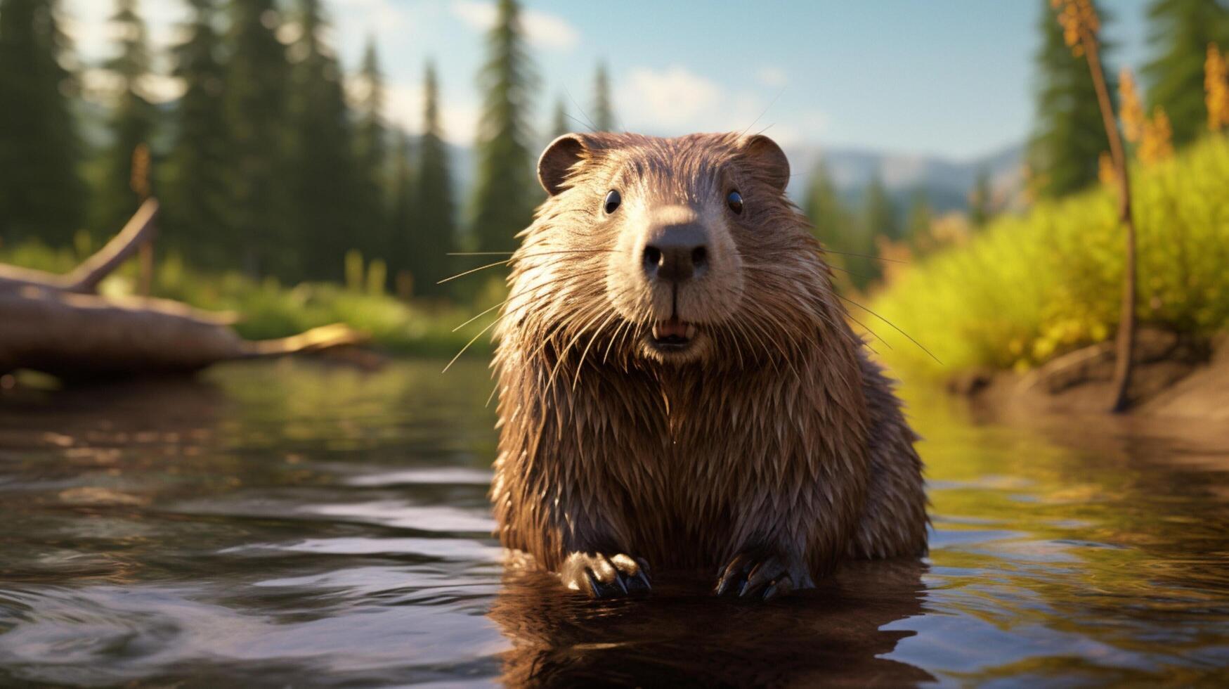 AI generated beaver high quality image photo