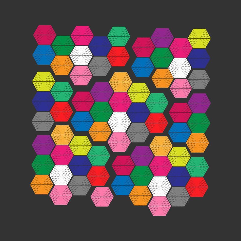 Multicolored periodic table hexagon background illustration vector