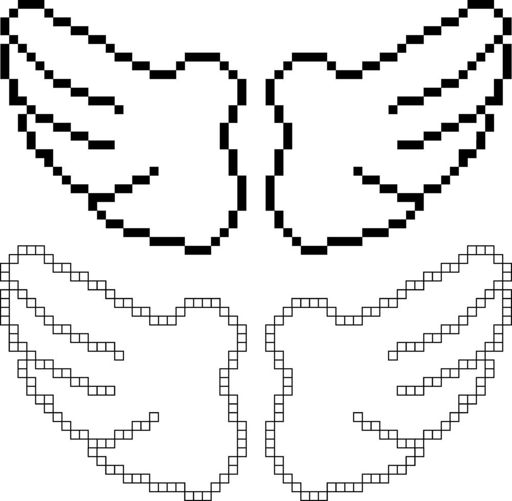 pixel art wings icon set vector