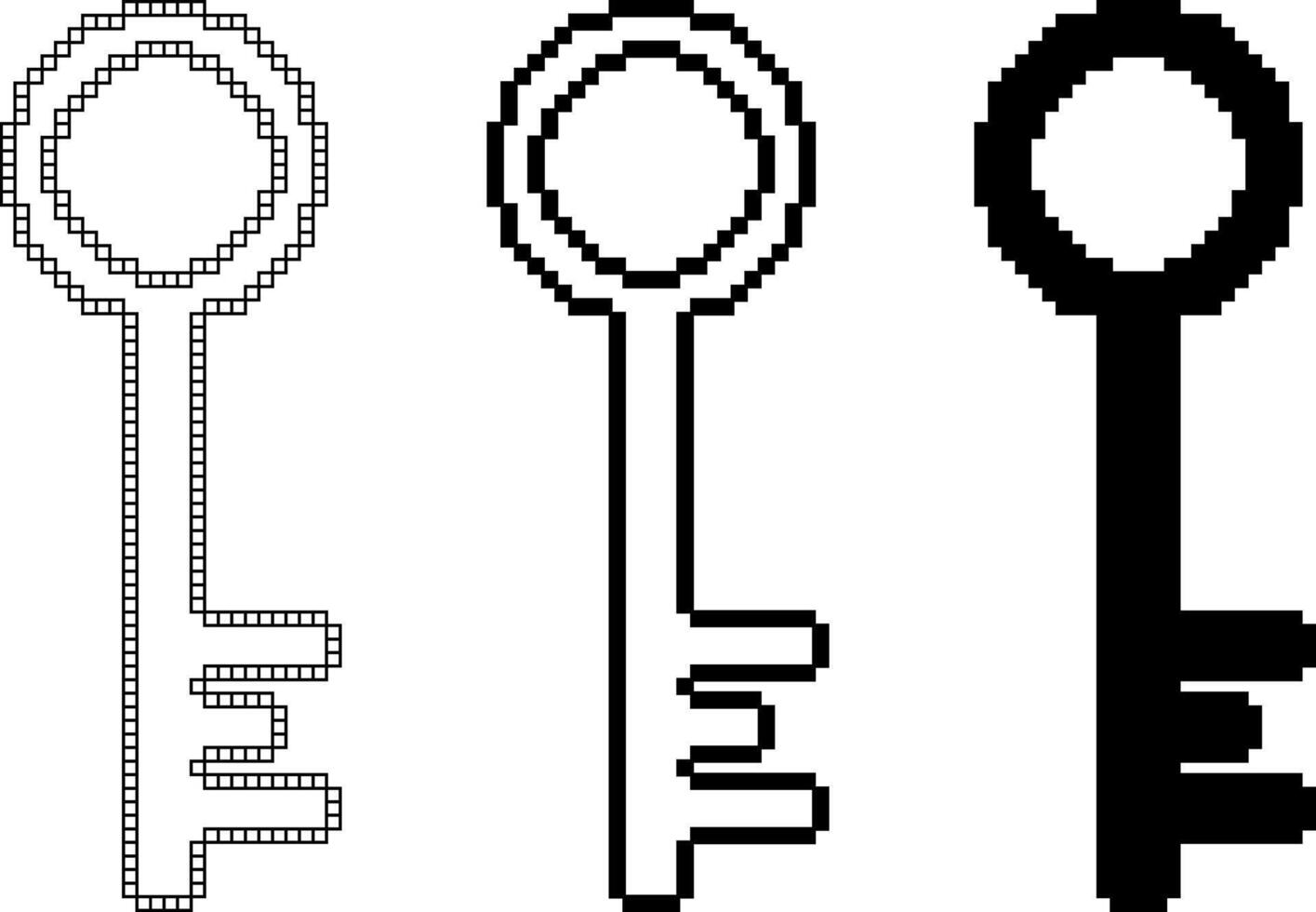pixel art keys icon set vector