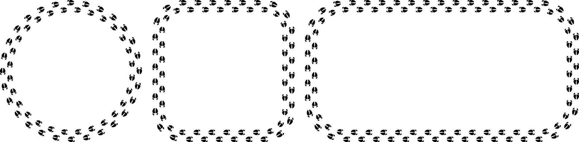 black white pig footprint trail frame set vector