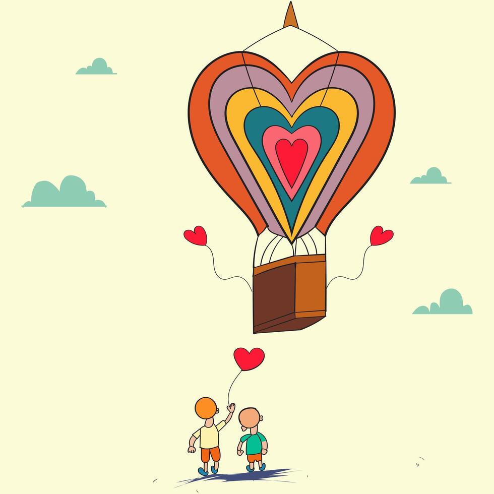 illustration of a child with balloons vector