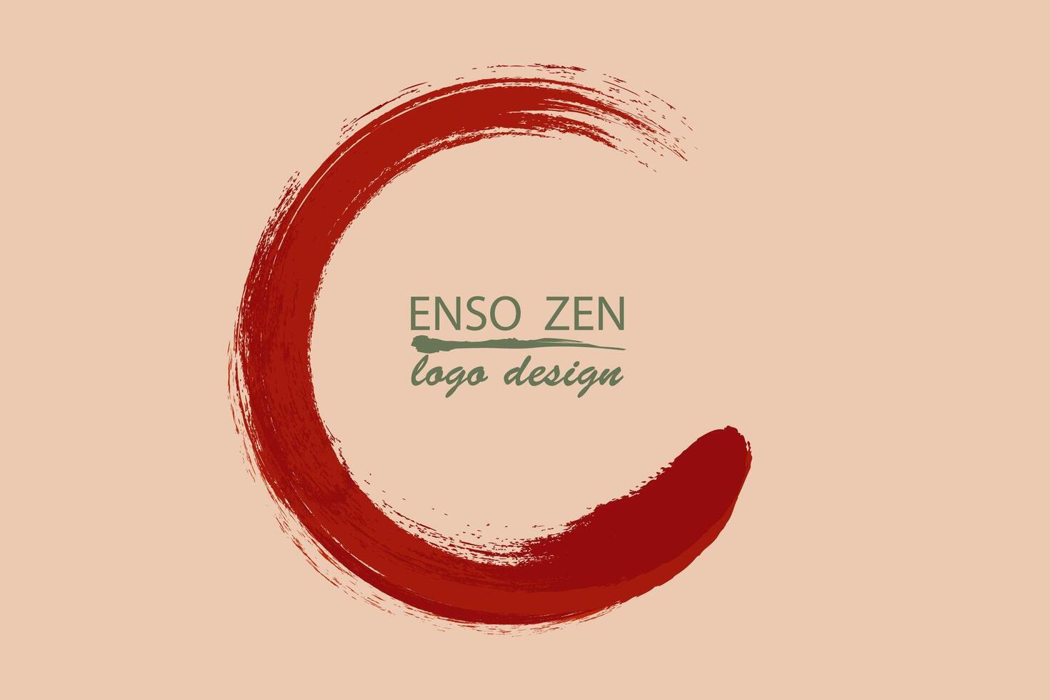 enso zen circulo dibujado a mano con rojo tinta en tradicional japonés estilo sumi-e, vector logo diseño en pintar cepillo Arte estilo, aislado en antiguo Clásico antecedentes