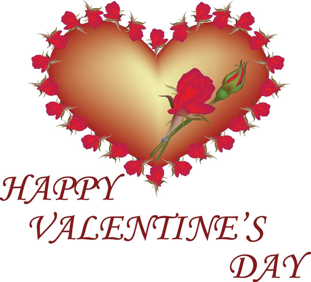 illustration of happy valentines day love vector design with rose on a white background