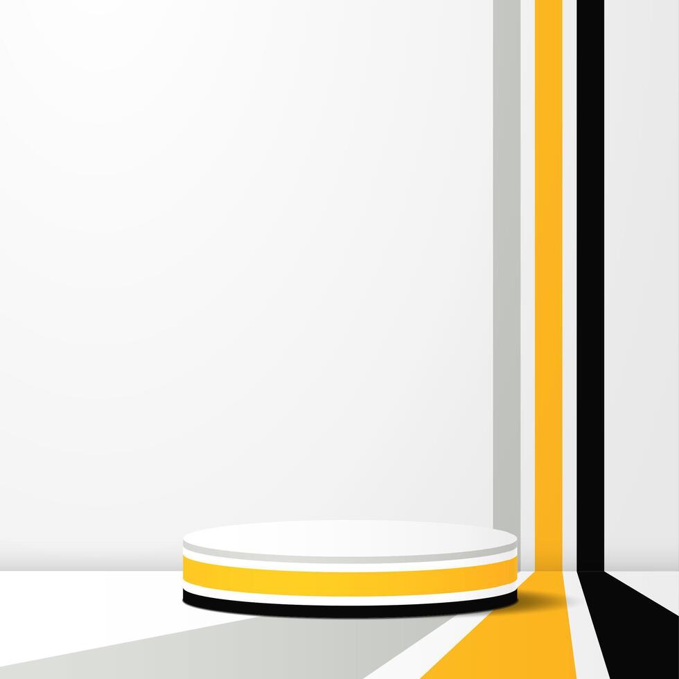 Abstract round podium on a light background with abstract contrasting lines. Vector illustration