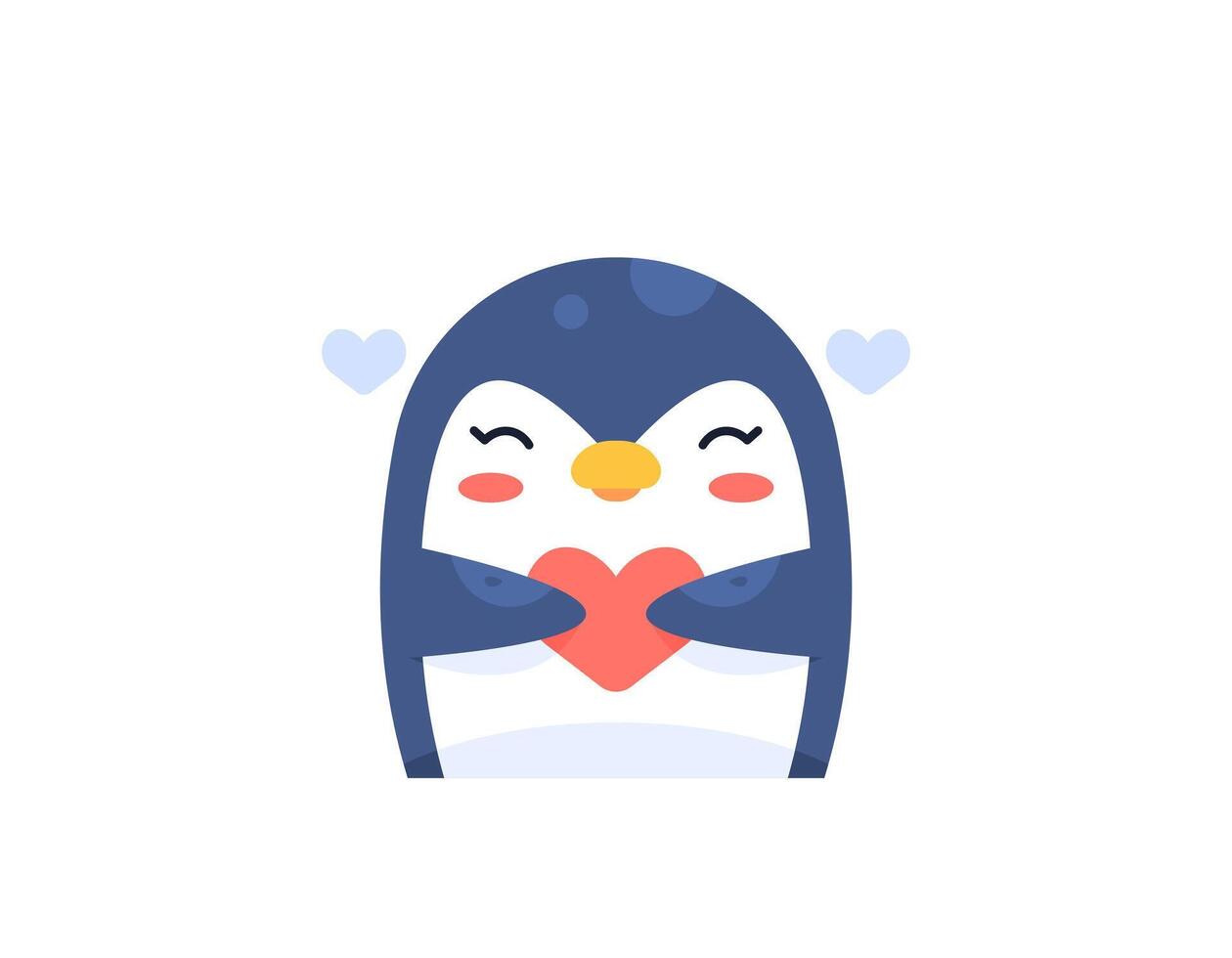 An illustration of a cute penguin holding a heart or symbol of love. funny, cute, and adorable penguin characters. animals and love. graphic elements of Valentine's Day. Illustration design for poster vector