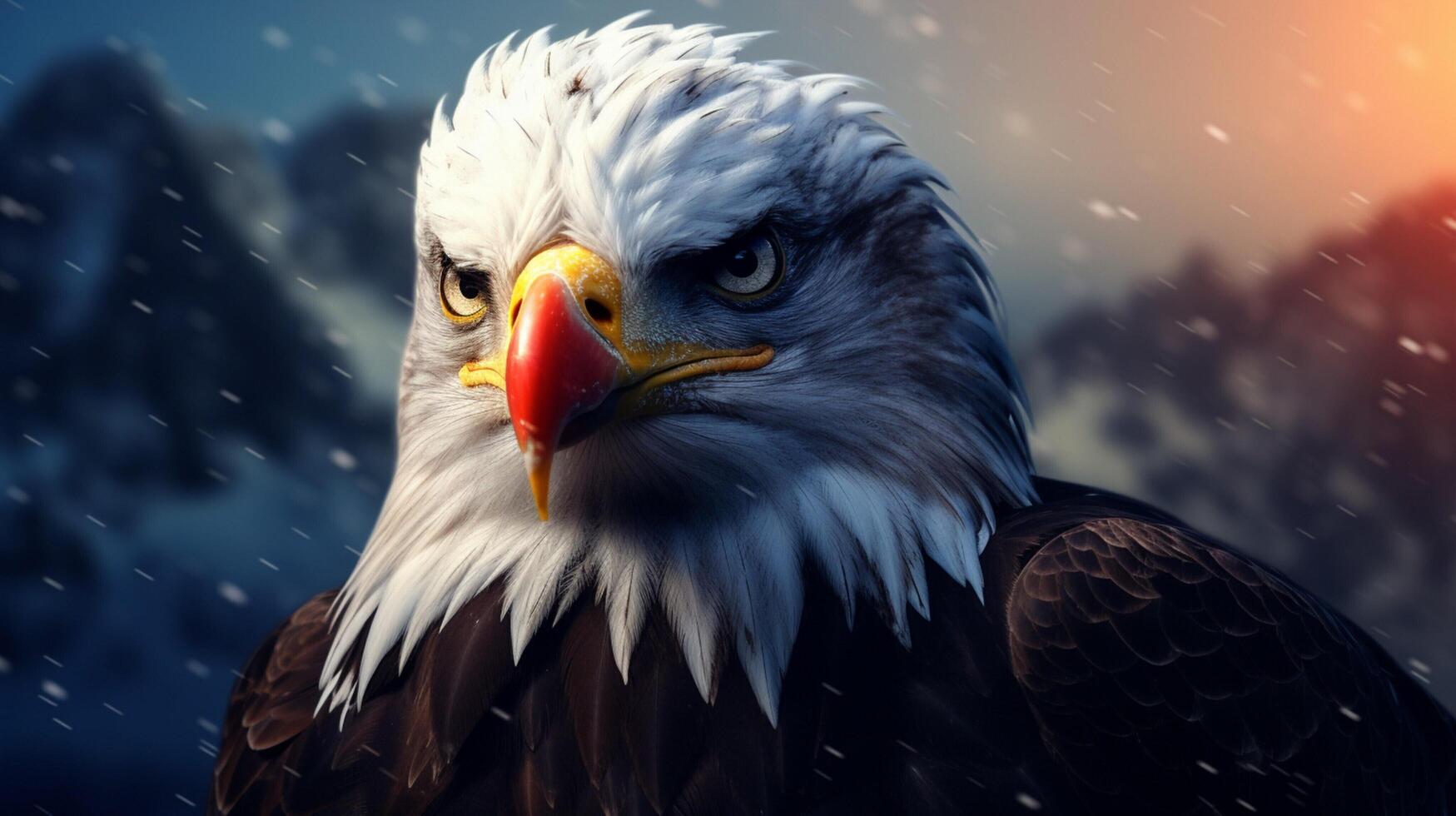 AI generated an eagle flying over a mountain range photo