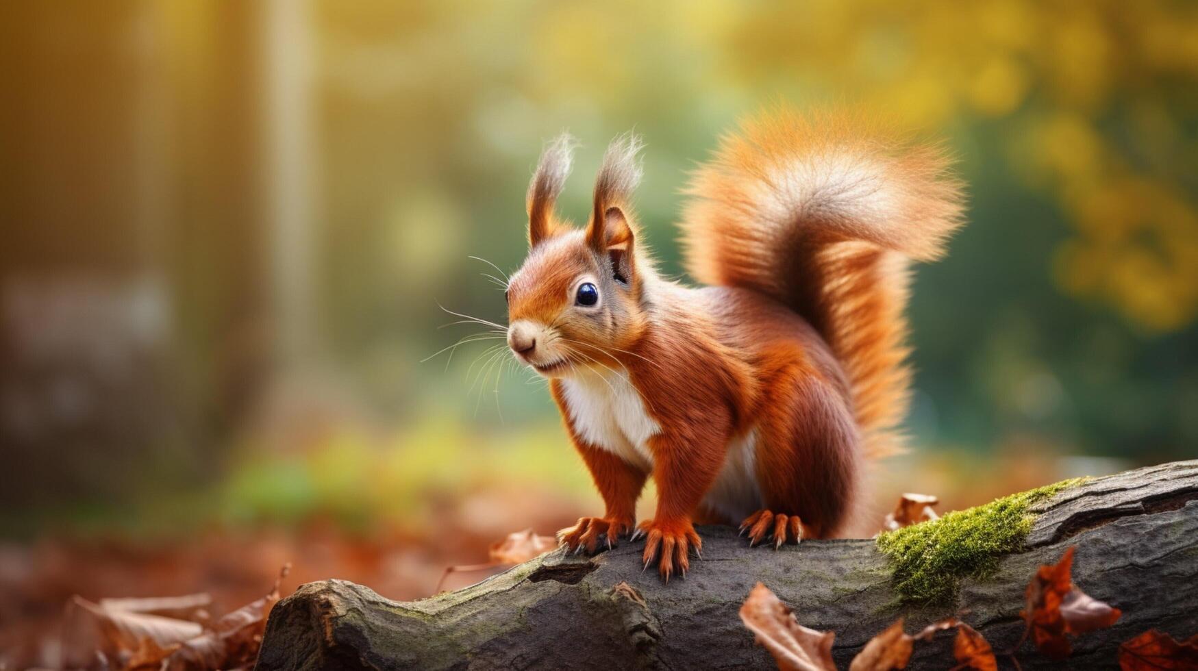 AI generated a red squirrel is sitting on a tree branch photo