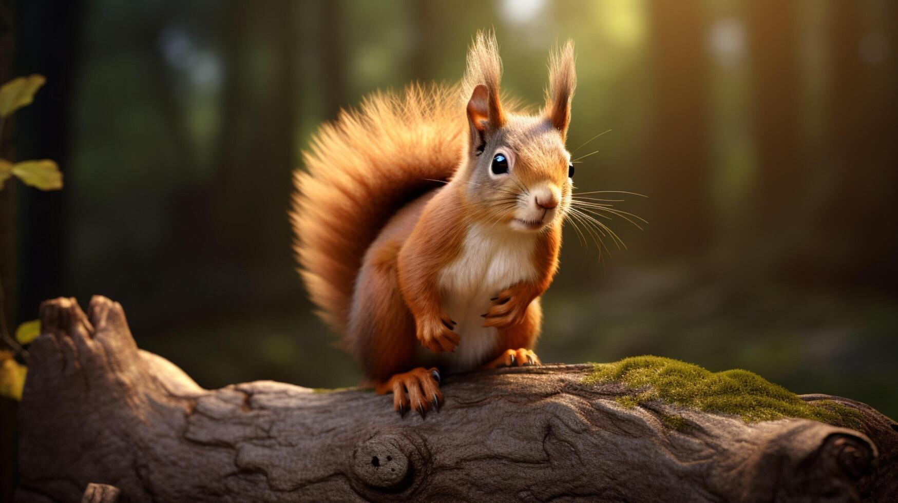 AI generated a red squirrel is sitting on a tree branch photo