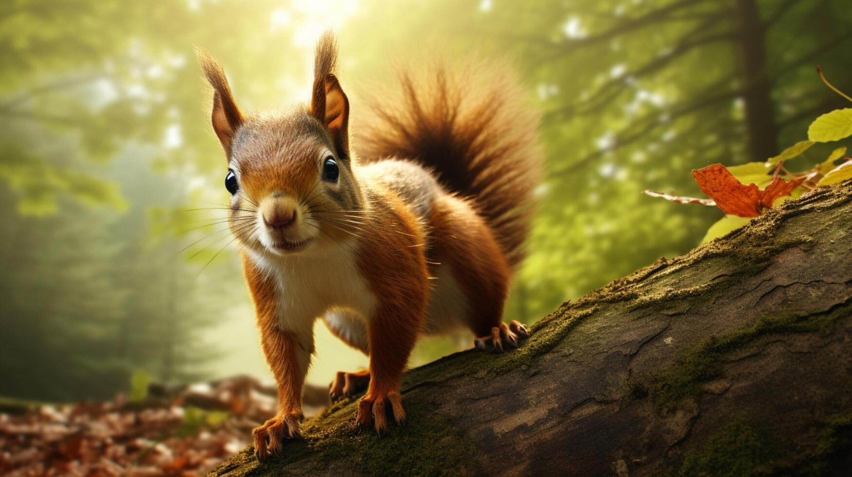 AI generated a squirrel is sitting on a tree branch photo