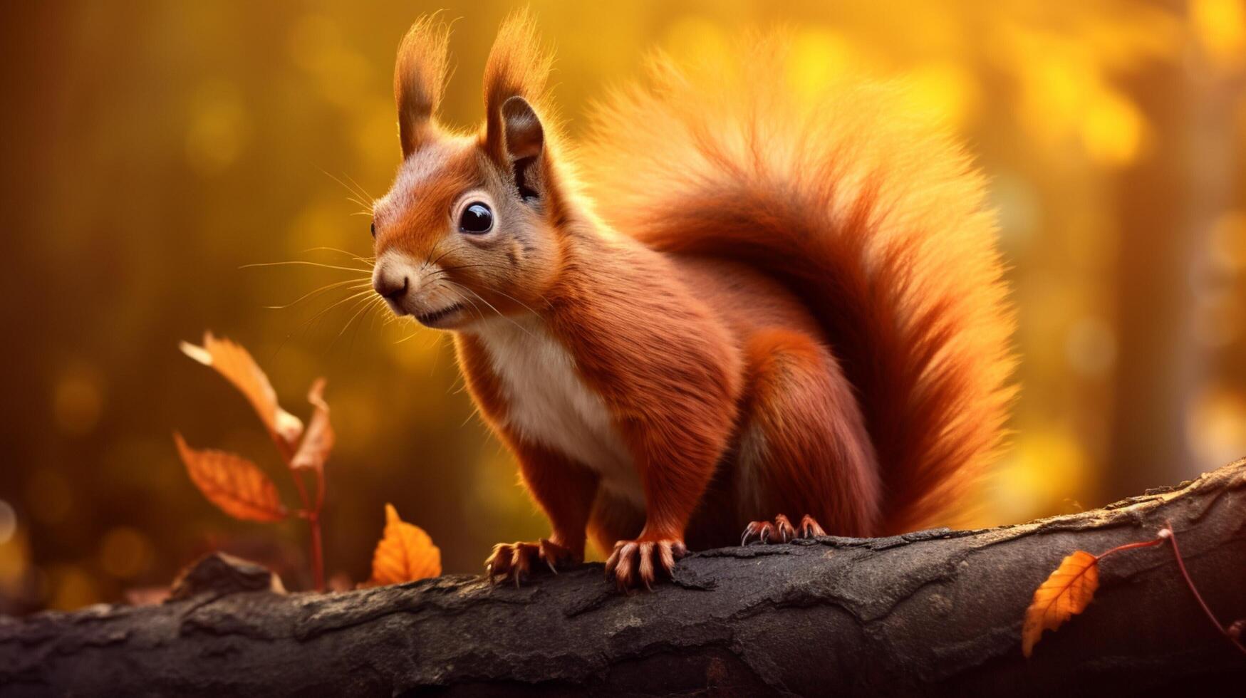 AI generated a squirrel is sitting on a tree branch photo
