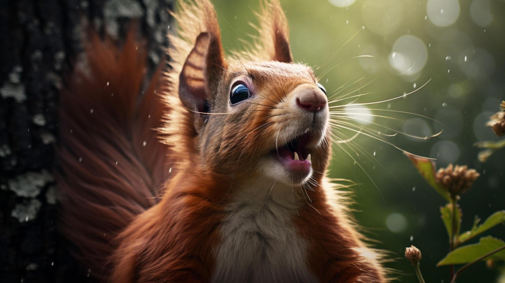 AI generated a squirrel is sitting on a tree branch photo