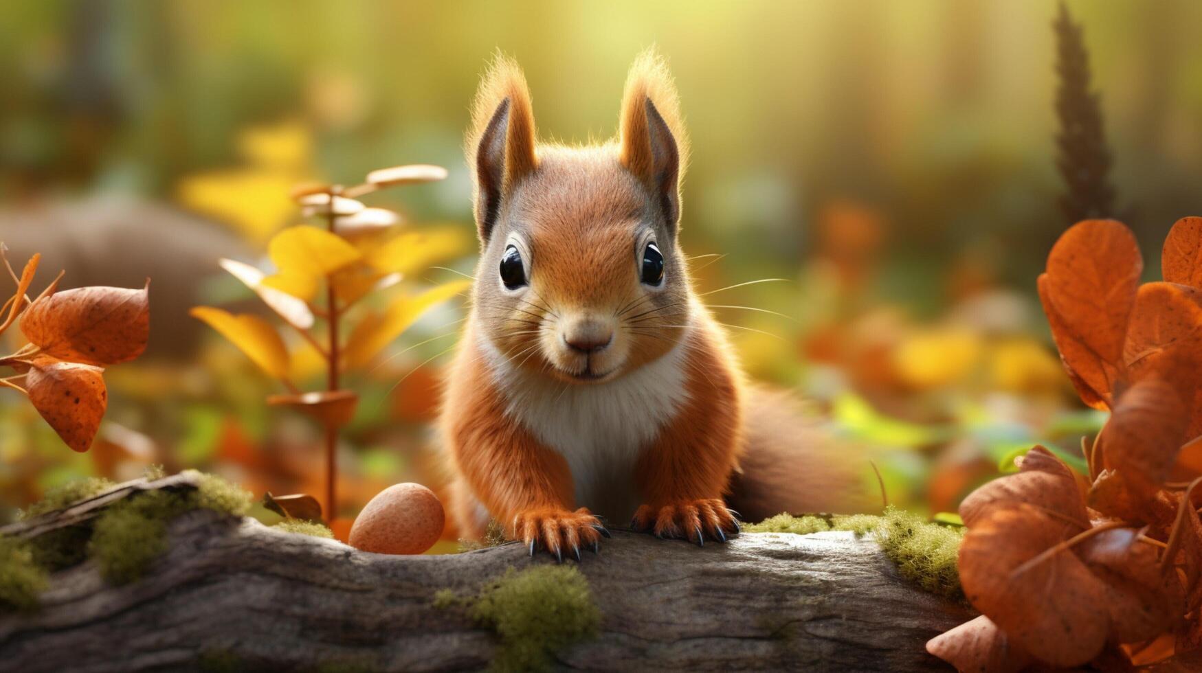 AI generated a squirrel is sitting on a tree branch photo