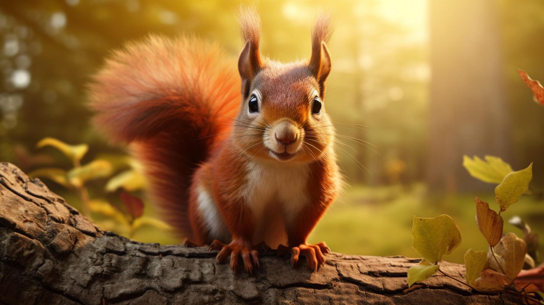 AI generated a squirrel is sitting on a tree branch photo