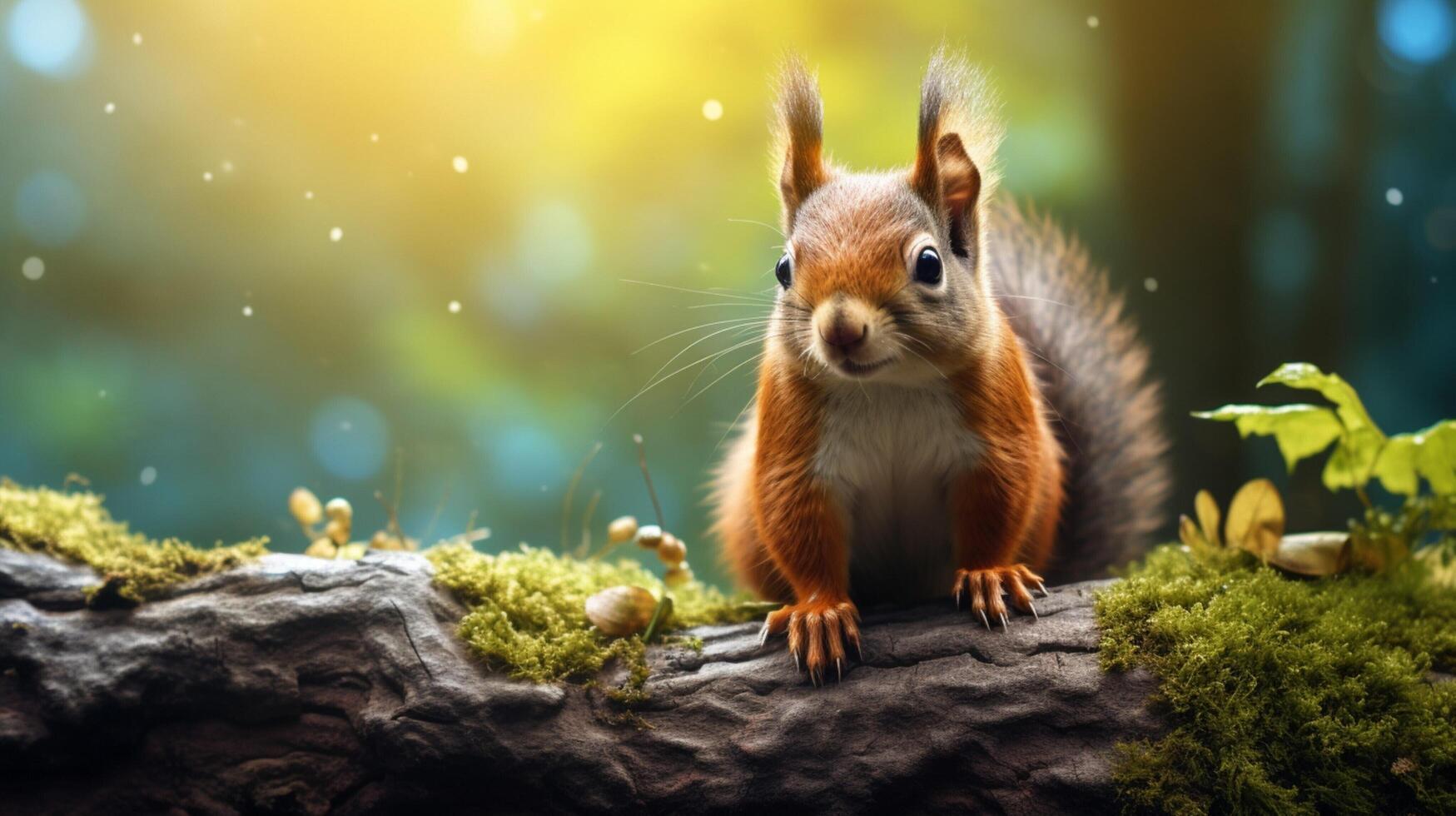 AI generated a squirrel is sitting on a tree branch photo