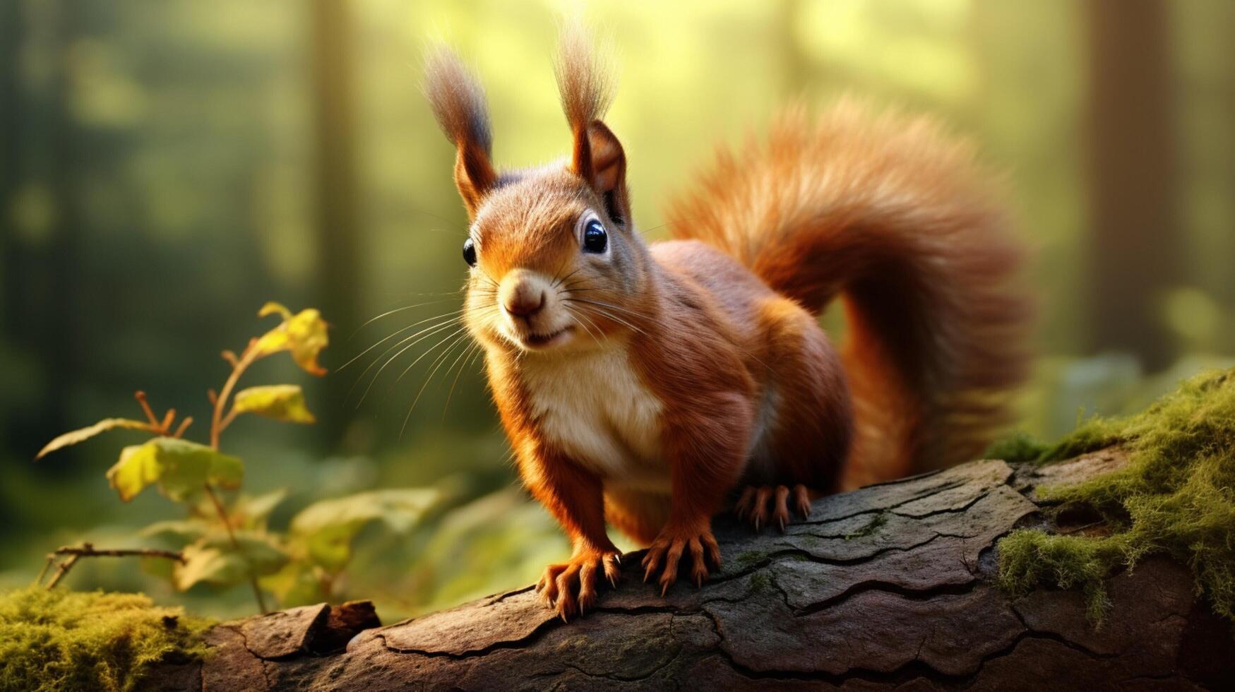 AI generated a squirrel is sitting on a tree branch photo