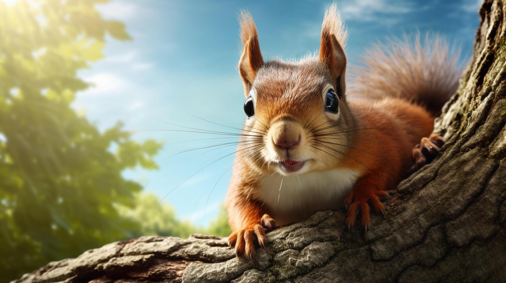 AI generated a squirrel is sitting on a tree branch photo