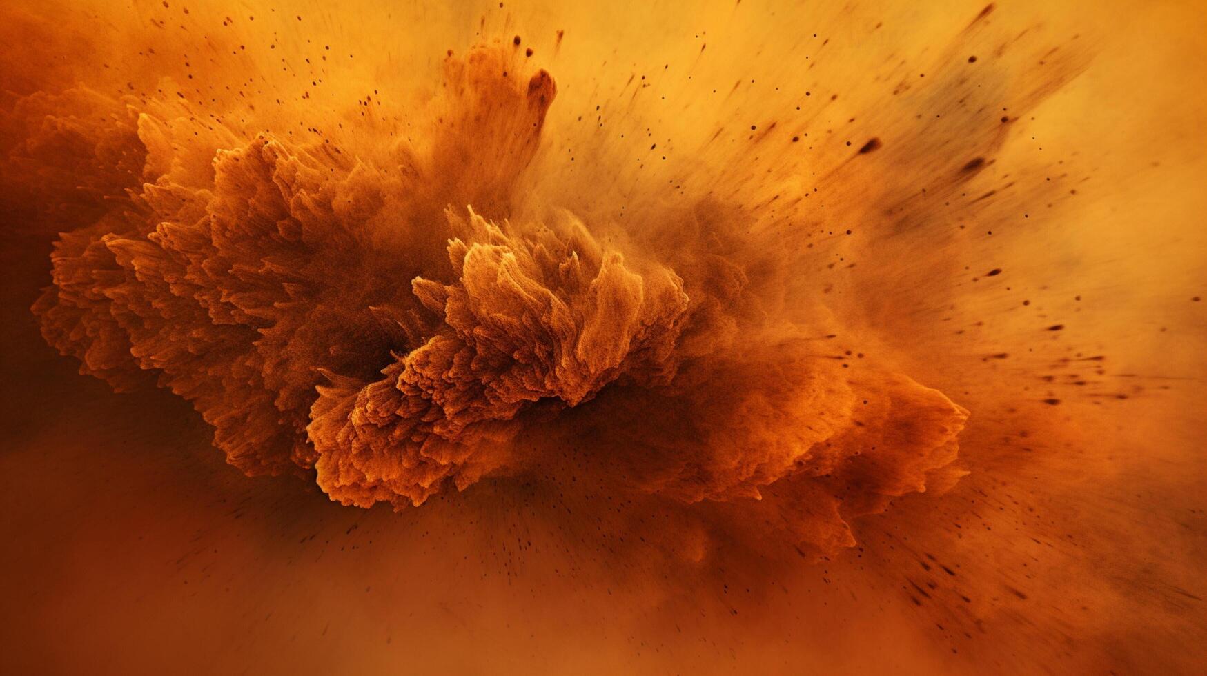 AI generated Umber color powder splash background photo