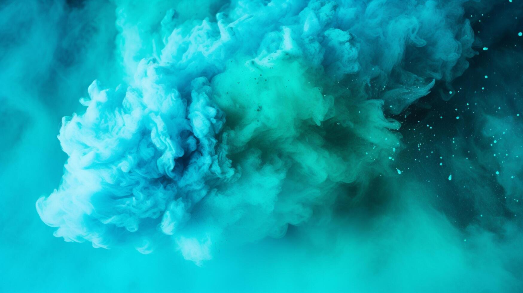 AI generated Turquoise color powder splash background photo
