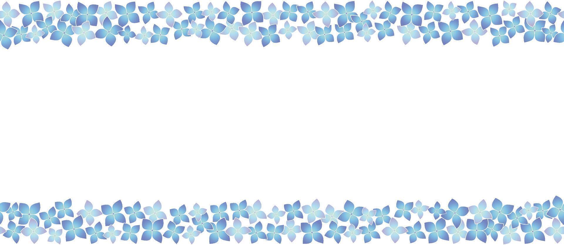 Seamless Blue Hydrangea Frame Vector Illustration Isolated On A White Background. Horizontally Repeatable.