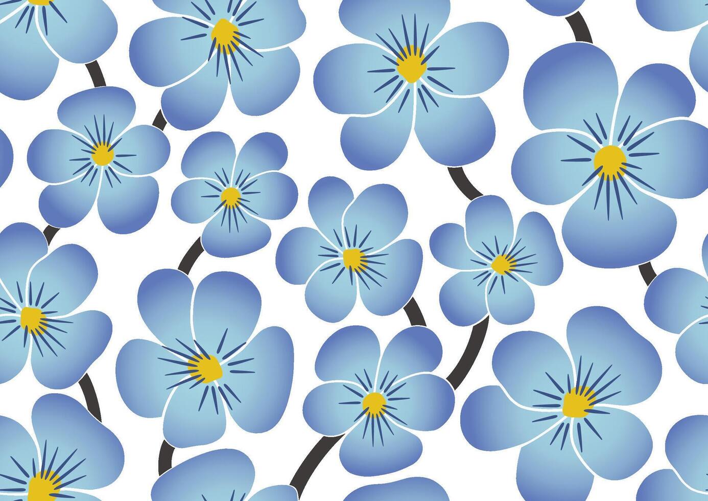Seamless Blue Viola Pattern Vector Illustration Isolated On A White Background. Horizontally And Vertically Repeatable.