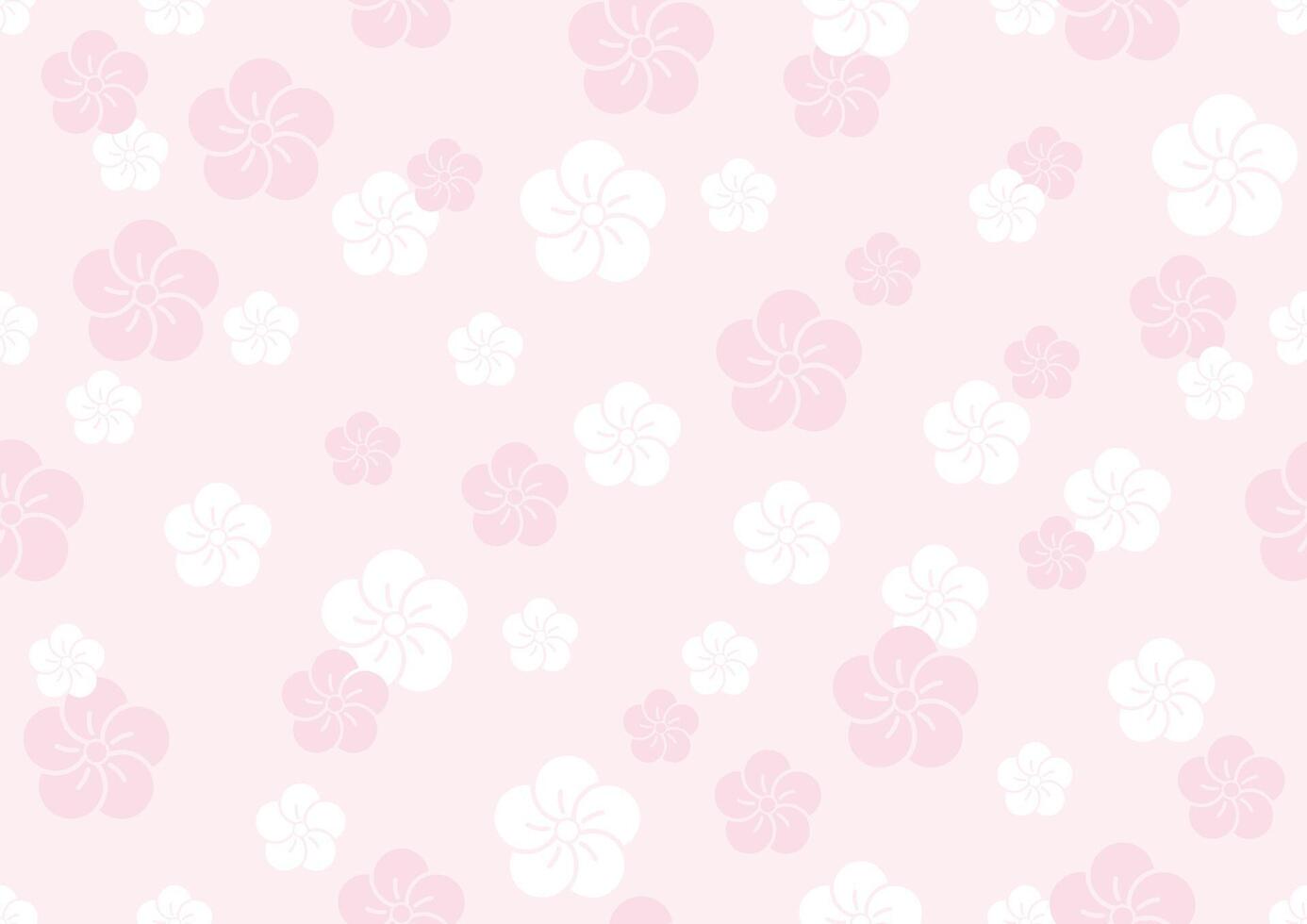 Horizontally And Vertically Repeatable Vector Seamless Pattern With Japanese Vintage Plum Flowers.