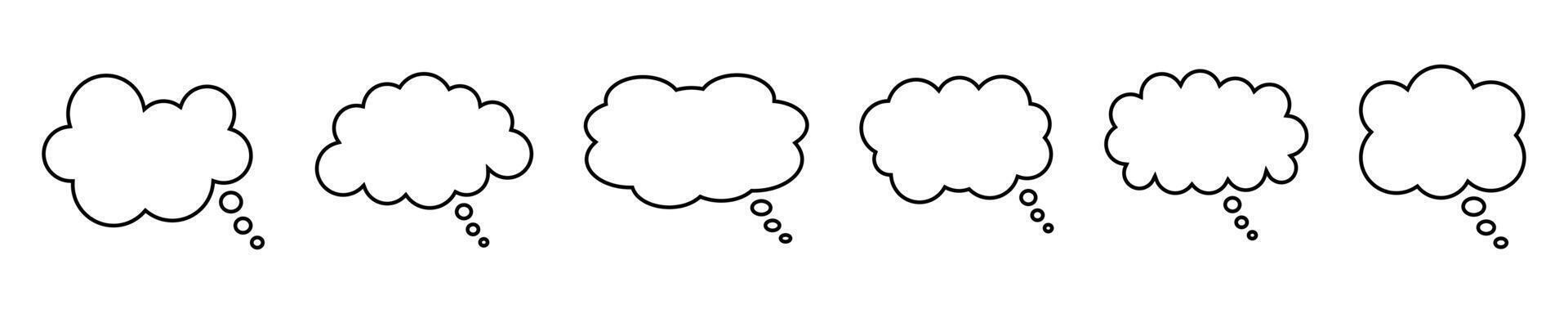 Thought bubble line icon. Speech or think bubble, empty communication cloud. Set of vector design elements. Expanded stroke.