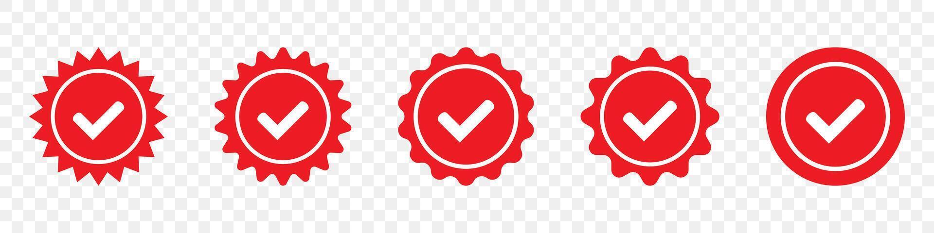 Verification red starburst sticker set vector