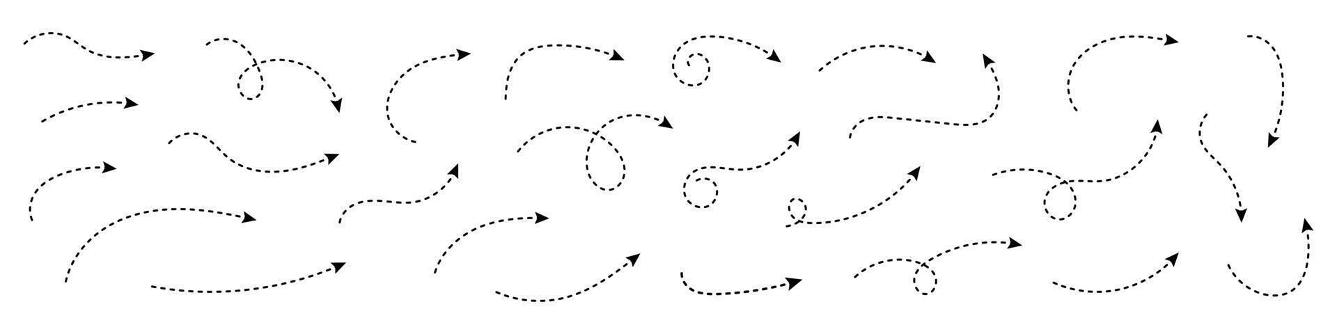 curvo punteado flecha. zigzag flecha rayas diseño con punteado líneas. vector