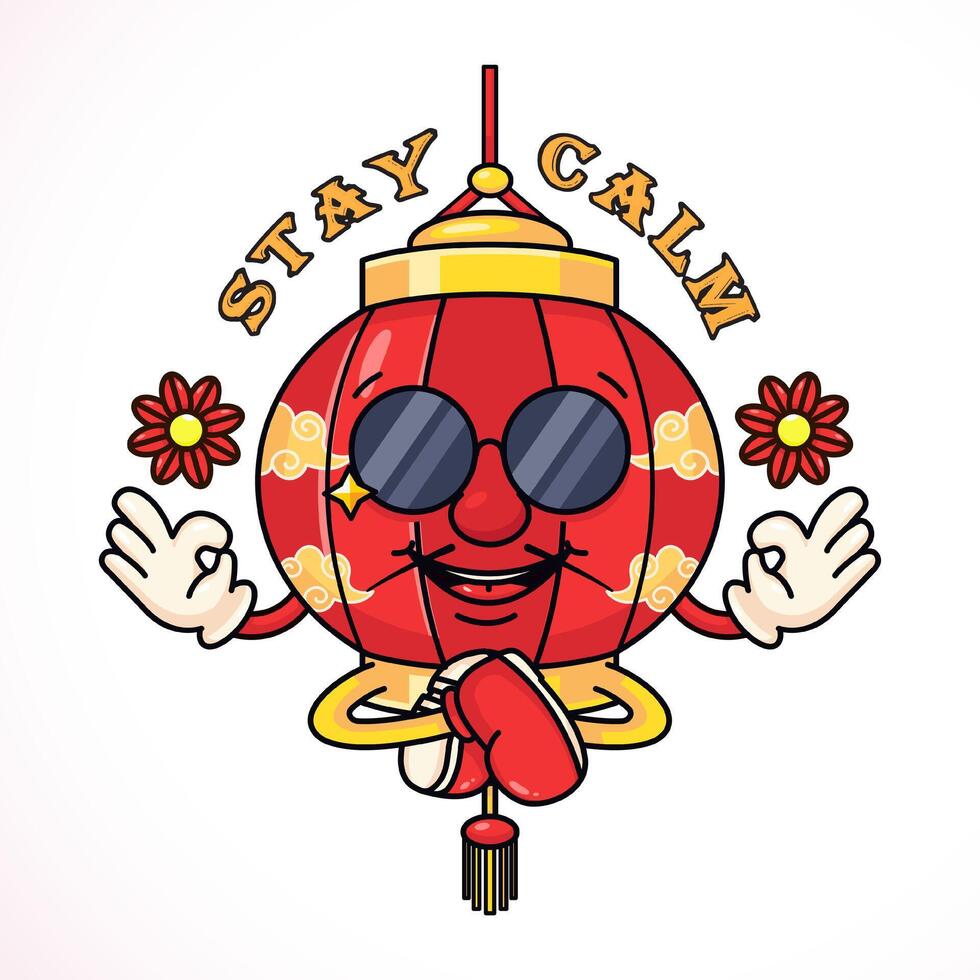 Chinese New Year, cute and relaxed lantern mascot character. Suitable for logos, mascots, t-shirts, stickers and posters vector