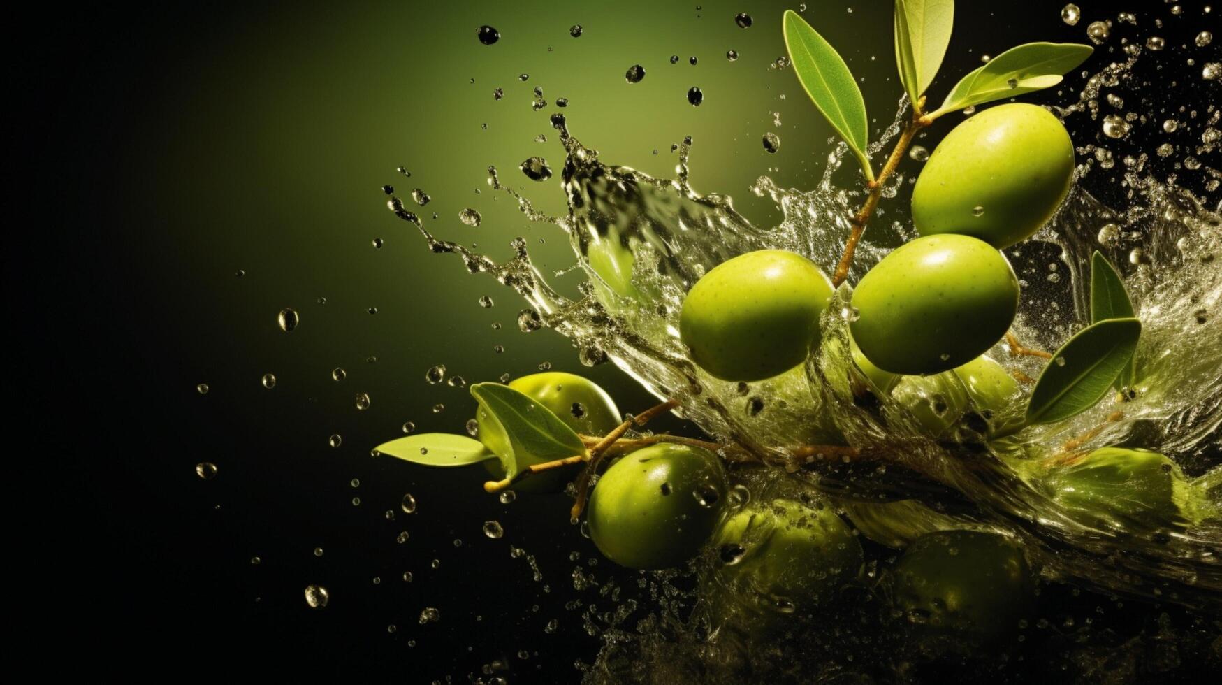 AI generated Olive color splash background photo