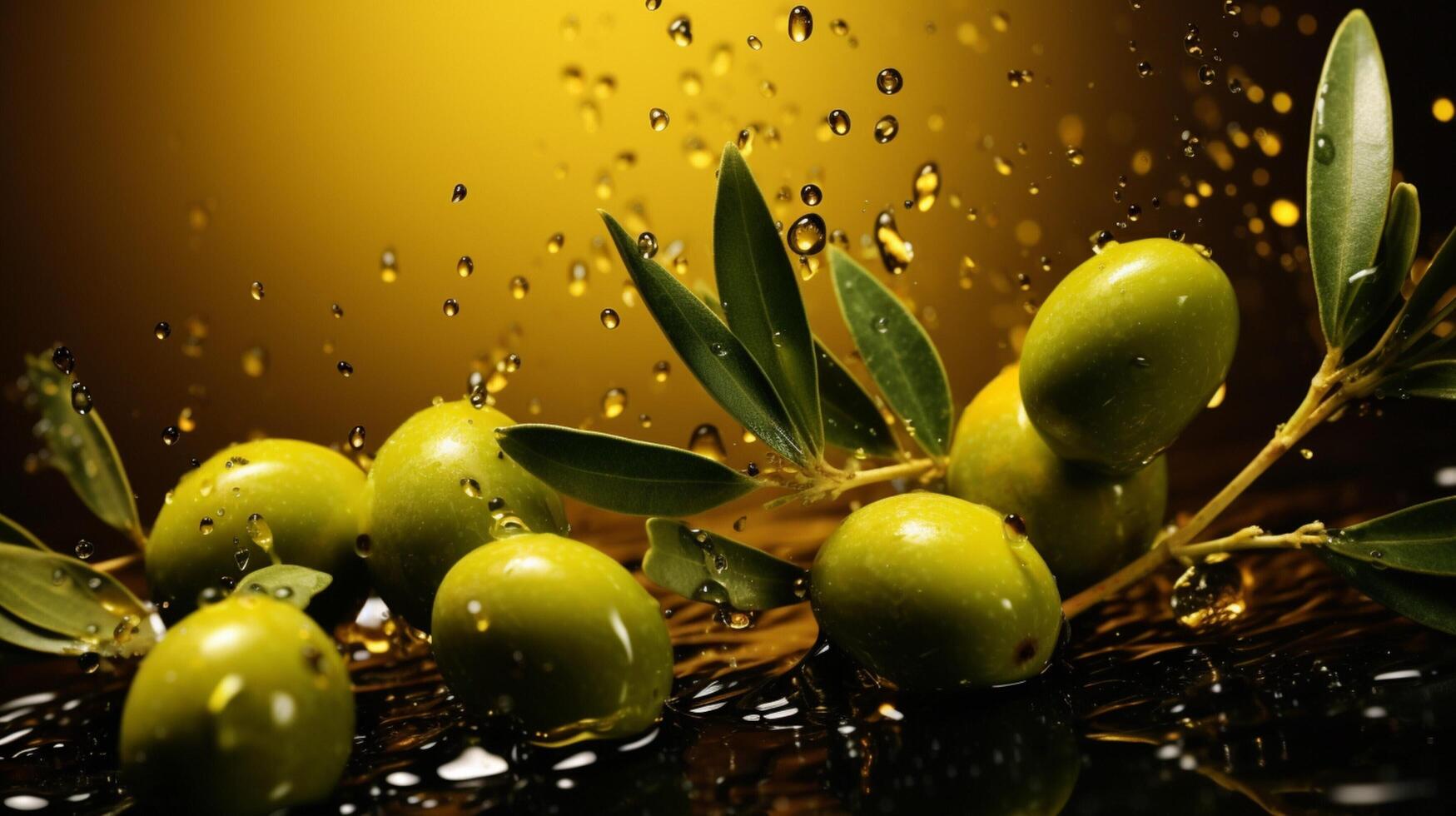 AI generated Olive color splash background photo