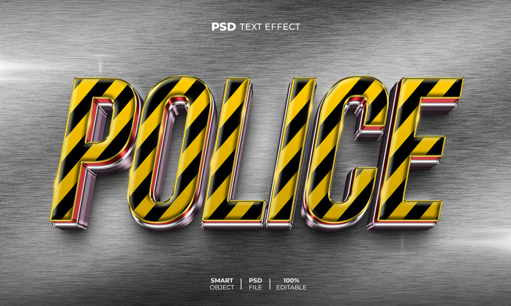 Police 3D editable text effect psd