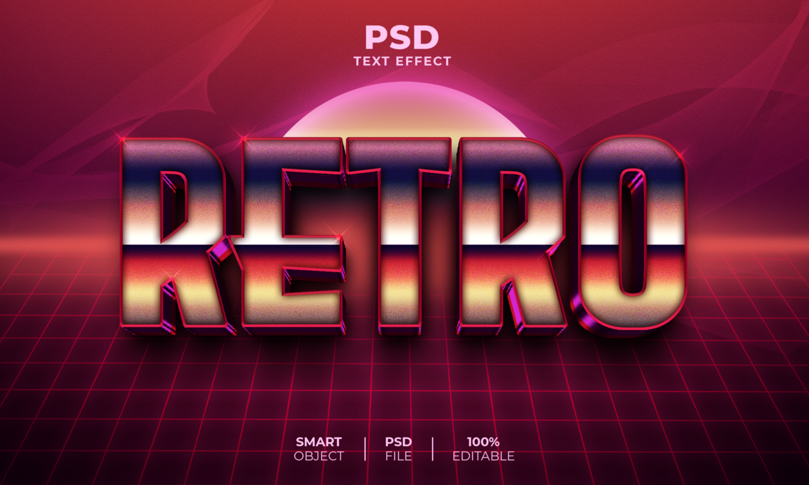 Retro 3D editable text effect psd