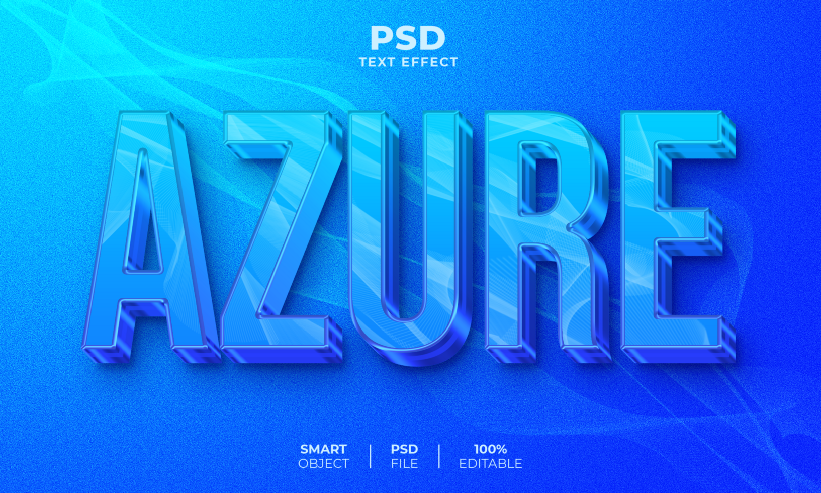 azuur 3d bewerkbare tekst effect psd