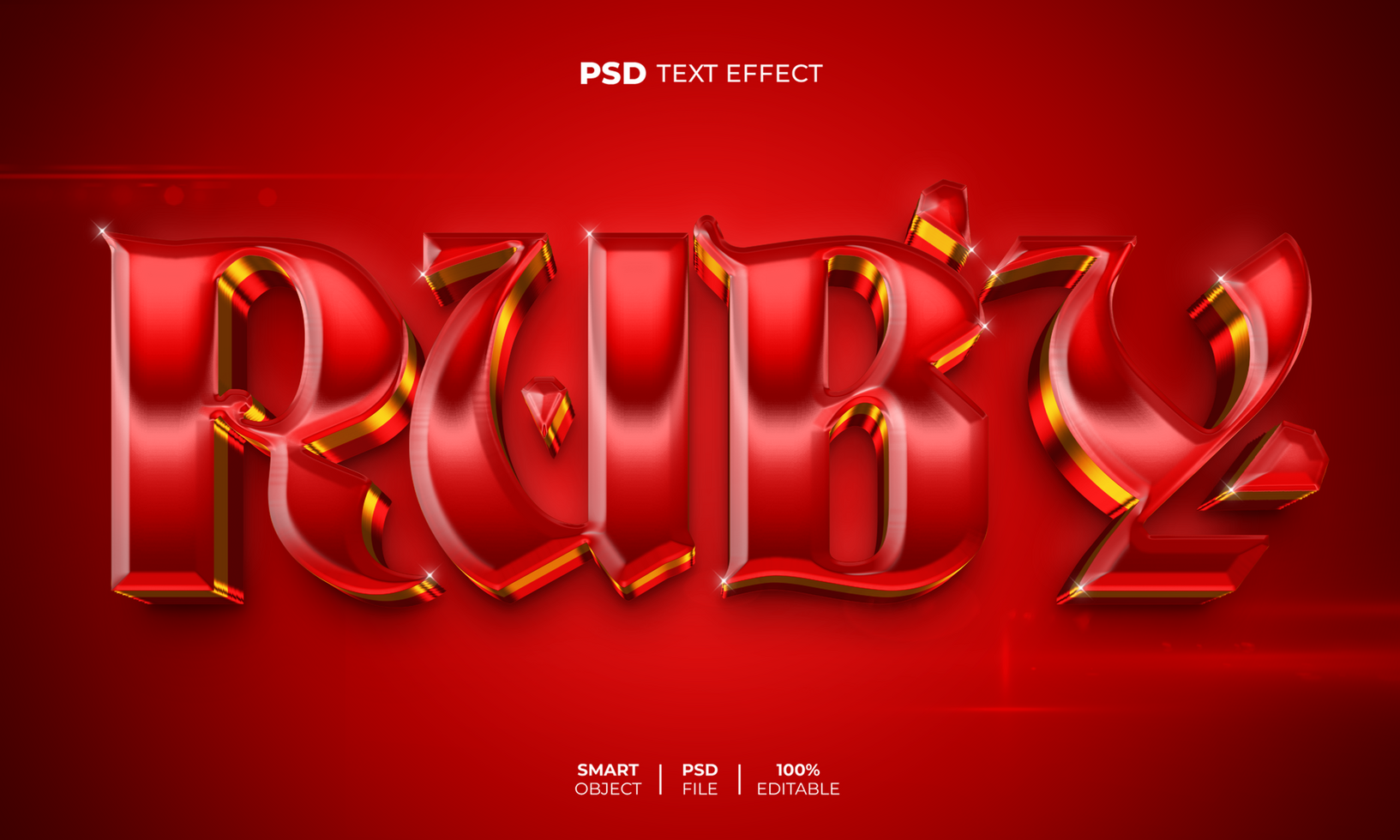 Ruby 3D editable text effect psd